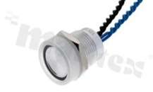 Przełącznik piezoelektryczny; monostabilny; 16mm; na przewód; aluminium; podświetlenie krawędziowe niebieskie; LED 12V; IP68K.