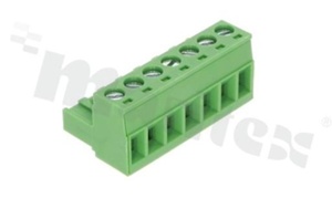 Pluggable terminal block; 5.00mm pitch; 7-ways; female; for wire 2.50mm2(28-12AWG); wire insertion direction same as plug-in direction; p.bronze contacts; brass cage; UL 300V/16A