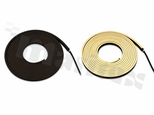 Taśma LED; typ black Neon; horizontal bending; biały ciepły 3000K; CRI min. 90; 24V; szerokość: 6 mm; wysokość: 12 mm; 120 LED/m; 10 W/m; IP67; cięcie co 50 mm; axial entry; rolka 5 m
