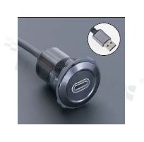 Gniazdo USBC3.1; żeńskie; otwór montażowy 22mm; podłączenie na wtyk USBC2.0 męski; długosć przewodu 100cm; korpus czarny; stop aluminium.