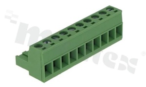 Listwa zaciskowa rozłączalna; w rastrze 5.08mm; 10-torowa; żeńska; na przewód 2.5mm2 (28-12AWG); kierunek wtykania równoległy do osi przewodu; styki z fosforobrązu; stalowa klatka przewodu; UL 300V/15A