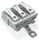 Installation terminal block; 3-ways; 15-clamps; for wire 0.5-2.5mm2 (22-14AWG); with PE contact; white; 500V/24A