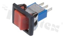 Miniaturowy przełącznik typu Rocker; jednobiegowy; 2-pozycyjny; 16.2x12.2mm; konektory SPDT; przycisk czerwony; 3A/250V