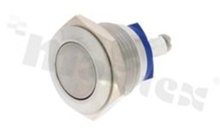 Push button switch; monostable; 16mm; solder terminals; stainless steel; silver button; IP65