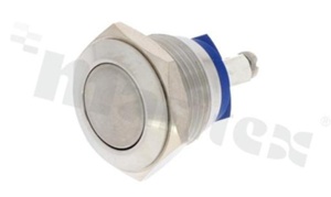 Push button switch; monostable; 16mm; solder terminals; stainless steel; silver button; IP65