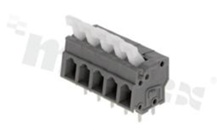 Listwa zaciskowa do PCB; w rastrze 5.00mm; 5-torowa; poziome wejście przewodu; na przewód 0.2-2.5mm2 (28-12 AWG); ze stykiem sprężynowym; szara; UL 300V/15A