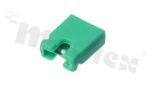 Zworka krótka; wysokośc 6.0mm; w rastrze 2.54mm; typu "open"; zielona