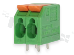 PCB terminal block; pitch 5.00mm; 2-ways; range wire 4.0mm2 (AWG 24-12); spring-loaded; green; UL 300V/20A