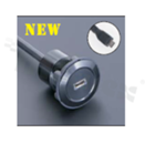 MicroUSB2.0 socket; female; mounting hole 22mm; connection with MicroUSB2.0 male plug; cable length 60cm; black; aluminum alloy.