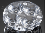 Soczewka do diod LED high power; kąt rozsyłu: 10 do 21 stopni FWHM; ilość diod: 4; rozmiar: okrąg 34mm; wysokość: 10.7mm; rodzaj materiału: PMMA; sposób mocowania: klej; kołek