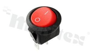 Miniaturowy przełącznik typu Rocker; jednobiegowy; 2-pozycyjny; O: 20.2mm; konektory SPST; przycisk czerwony; 6A/250V