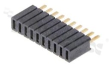 Listwa stykowa do PCB; w rastrze 1.27mm; 1x10 styków; montaż: THT; żeńska; prosta; jednorzędowe