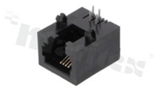 Socket RJ11; 4-contacts; THT; side entry; size 6; gold flash contact plating