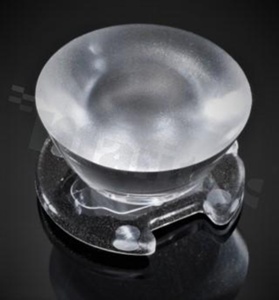 Lens for LED high power; angle: 32 to 45 degrees FWHM; Number of LEDs: 1; Dimensions: round 26mm; Height: 14.7mm; meterial: PMMA; Fastening: tape; pin