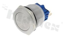 Push button switch; monostable; 25mm; solder terminals; stainless steel; silver button; IP67.