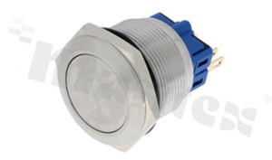 Push button switch; monostable; 25mm; solder terminals; stainless steel; silver button; IP67.
