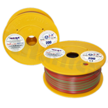 Przewód pojedynczy LGY/H05V-K; z wielodrutową miedzianą żyłą; czerwony/zielony; przekrój 0.35mm2; AWG 22; 500V; -40+105 st.C; 200m.