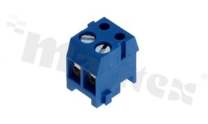 Pluggable terminal block DG333K-3.5-02P-12-00AH, 2-ways, 3.50mm pitch, brass cage with flat screw (-), blue color, for wire max 1mm2