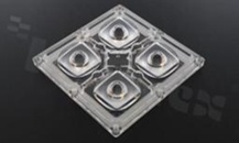 Soczewka do diod LED high power; kąt rozsyłu: 148 do 152 stopni FWHM; ilość diod: 4; rozmiar: 90x90mm; wysokość: 13.1mm; rodzaj materiału: PMMA; silikon; sposób mocowania: śruby