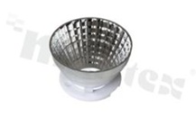 Reflektor do diod LED COB; kąt rozsyłu: 38 stopni FWHM; ilość diod: 1; rozmiar: okrąg 50mm; wysokość: 26.5mm; rodzaj materiału: aluminium; sposób mocowania: gniazdo
