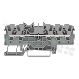 Installation terminal block; 1-level; through; 4-contacts for wire 0.25-2.5mm2 (22-14AWG); spring-loaded; grey; for DIN rail; 600V/15A