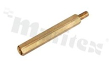 Screwed brass spacer sleeve; Int. thread: M3; Ext. thread: M3; 30mm