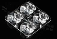 Soczewka do diod LED high power; mid power; kąt rozsyłu: asymetryczny ; ilość diod: 4; rozmiar: 50x50mm; wysokość: 11mm; rodzaj materiału: PMMA; sposób mocowania: śruby