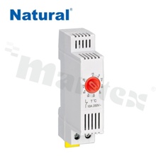 Thermostat; normally closed; 10A for 250/120VAC; 30W for 24-72VDC; DIN rail; IP20; -45+80 st.C; 83x48x17mm