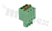 Pluggable terminal block; 3.50mm pitch; 3-ways; female; for wire 1.50mm2 (28-16AWG); wire insertion direction same as plug-in direction; p.bronze contacts; spring clamp; brass cage; UL 300/8A TUV 250/12A