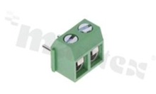 PCB terminal block; pitch 5.00mm; 2-ways; r/a; wire range 1.50mm2 (AWG 22-14); with screws for a flat screwdriver; green color; UL 300V/15A, TUV 250V/17.5A