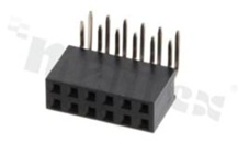 Listwa stykowa do PCB; w rastrze 2.54mm; 2x6 styków; montaż: THT; żeńska; kątowa; dwurzędowe 
