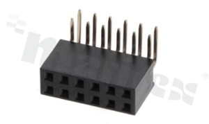 Pin Header; pitch 2.54mm; 2x6 pins; assembly: THT; female; angled; double row
