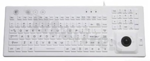 Industrial Keyboard silicone; IP68; 106 keys; trackball; LED backlight; "on/off" key; antibacterial layout; dimensions 390 x 140 x 15 mm; USB