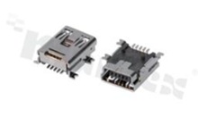 Gniazdo Mini-USB; typ B; 5-stykowe; USB 2.0; do montażu SMD; styki złocone