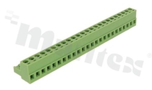 Pluggable terminal block; 5.08mm pitch; 24-ways; female; for wire 2.5mm2; wire insertion direction same as plug-in direction; p.bronze contacts; brass cage; UL 250V/12A