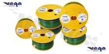 Przewód pojedynczy LGY/H05V-K; z wielodrutową miedzianą żyłą; zielony/czarny; przekrój 2.50mm2; AWG 14; 500V; -40+105 st.C; 50m.