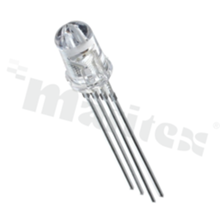 Dioda LED THT; 5mm; Triple-Color: RGB; Czerwona: 625nm; typ. 3000mcd/20mA; Zielona: 525nm; typ. 3000mcd/20mA; Niebieska: 470nm; typ. 2180mcd/20mA; wspólna anoda; soczewka biała dyfuzyjna; 100 stopni