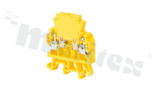 Installation terminal block; burnout signal; 1-level; 2-contacts; for wire 0,5-4,0mm2; screw terminal; red; Din rail; 690V/6,3A; operating voltage DC6V