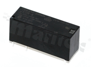 Electromagnetic relay; contact rating current 10A; coil voltage 12VDC; 1 make contact (1A); coil power 220mW; 8A/24VDC; 8A/250VAC