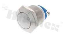 Push button switch; monostable; 19mm; screw terminal; stainless steel; IP65.