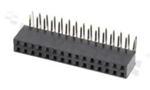 Listwa stykowa do PCB; w rastrze 2.54mm; 2x15 styków; montaż: THT; żeńska; kątowa; dwurzędowe 