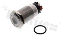 Przełącznik wandaloodporny; bistabilny; 19mm; zacisk śrubowy; stal nierdzewna; podświetlenie punktowe czerwone; LED 12V; IP67.