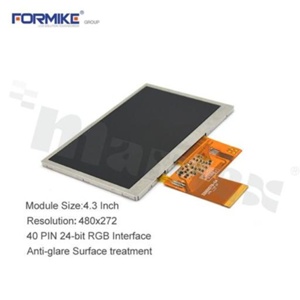 <b>Wyświetlacz TFT 4.3" , cyfrowy,rezystancyjny panel dotykowy</b>, 480xRGBx272 pikseli, podświetlenie białe LED,12:00, pow aktywna: 95,04 x 53,86 mm, wymiary: 105,5 x 67,2 x 4,2 mm, 40 pinów , kontrast: 500:1,