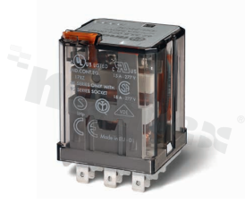Electromagnetic power relay; contact rating current 16A; coil voltage 24VDC; 3 changeover contact 3PDT; coil power 1.3W; 16A/250VAC, 16A/24VDC; mounting: socket, Faston 187