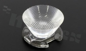 Lens for LED high power; angle: 18 to 20 degrees FWHM; Number of LEDs: 1; Dimensions: round 26mm; Height: 14.9mm; meterial: PMMA; Fastening: tape; pin