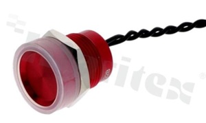 Piezoelectric switch; monostable; 16mm; cable; red aluminium; IP69K.