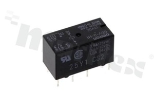 Electromagnetic relay; contact rating current 2A; coil voltage 12VDC; 2 changeover contacts (2C); coil power 150mW; 2A/24VDC; 0.6A/125VAC