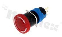 Emergency switch; monostable; 16mm; solder terminals; red aluminium; IP40.