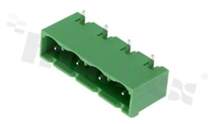 Listwa zaciskowa rozłączalna; w rastrze 7.50mm; 4-torowa; męska; kątowa; zabudowana; UL 300V/15A; TUV:400V/20A