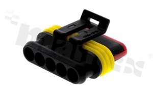 Złącze Superseal; żeńskie; 5-pin; montaż na kablu; obudowa złącza wraz z uszczelką